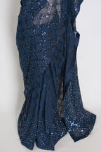 Maya | Midnight Blue Soft Net Sequin Saree | Bollywood Partywear