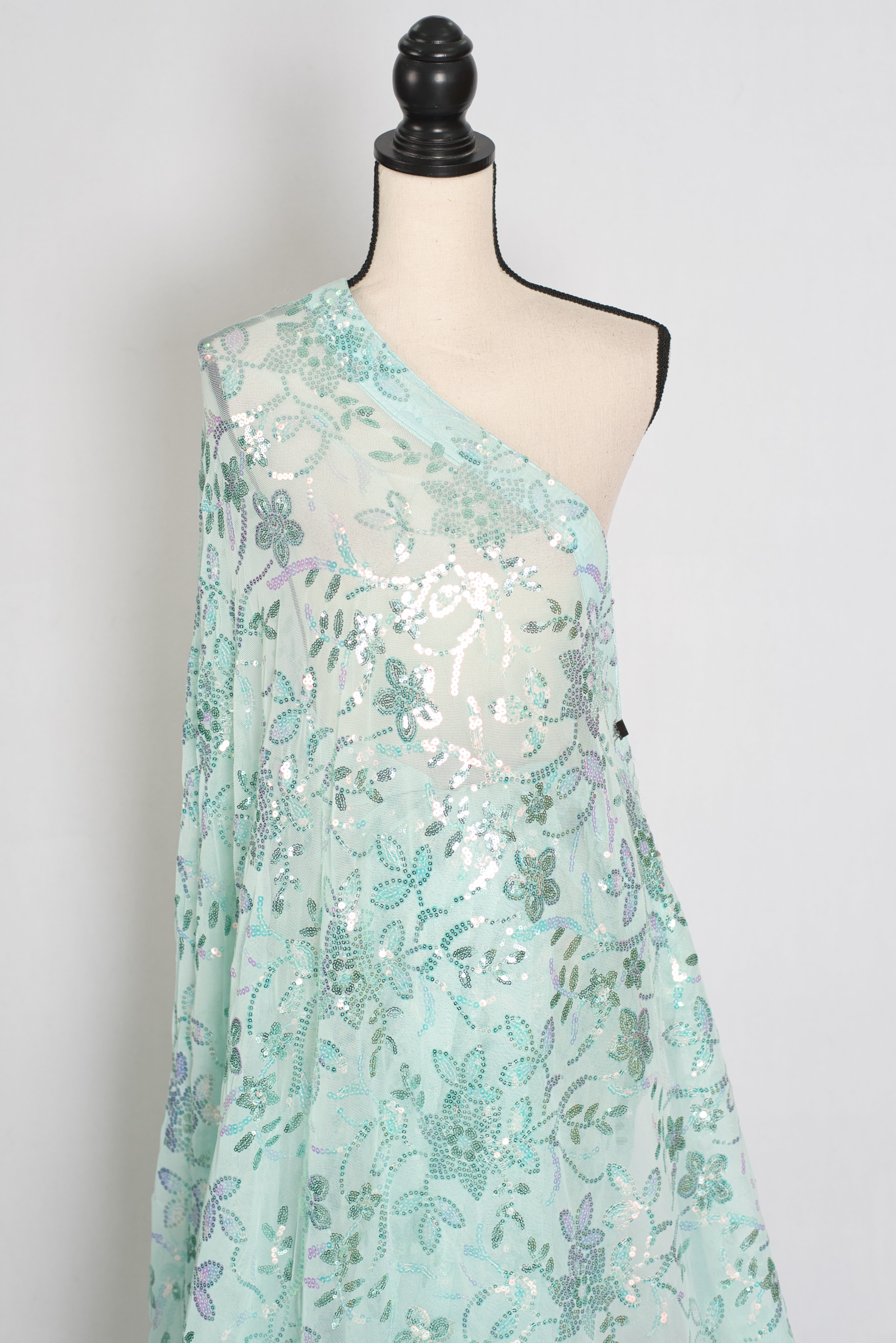 Ishq | Sea Green Soft Net Saree | Ready-To-Wear Set with Size 36 Stitched Blouse