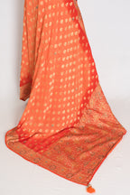 Anisha | Orange Semi Khaddi Georgette Banarasi Saree | Embroidery Work