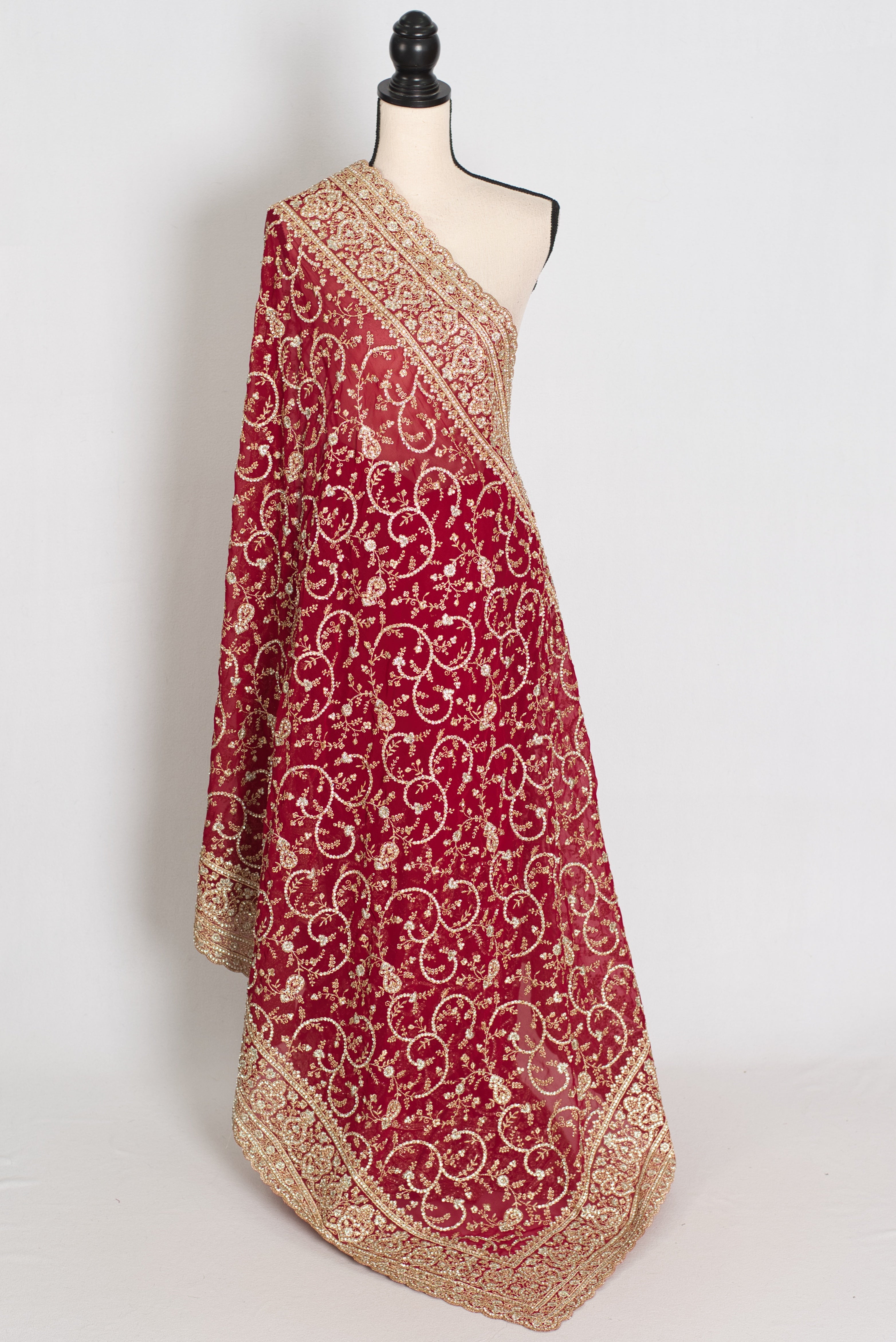 Vibah | Maroon Georgette Heavy Bridal Saree| Festive & Karwa Chauth Edition
