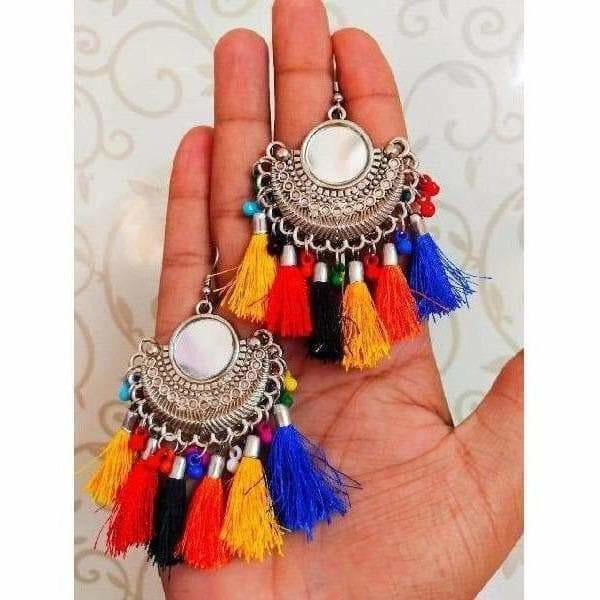 MS Fashion India Muskan Fancy Multicolor Thread Tassel Dangle Earrings