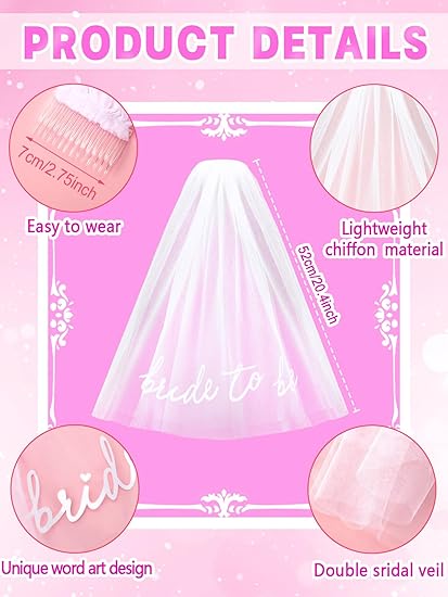 Bride To Be Embroidered Veil Bachelorette Party BachParty Accessory Bride To Be Headband White Bridal Veil Headpiece For Bridal Shower Engagement Party Wedding Bridesmaid Gift Clearance