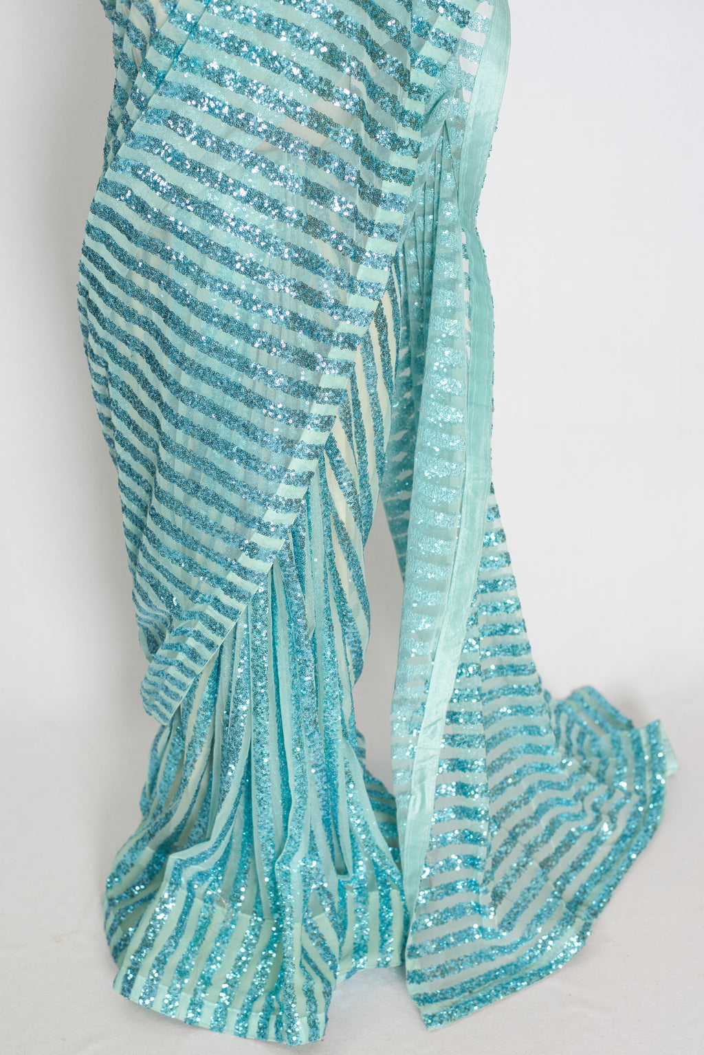 Naaz | Turquoise Blue Sequin Saree | Trending Bollywood Indian Partywear