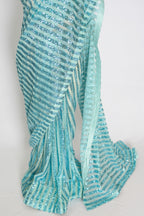 Naaz | Turquoise Blue Sequin Saree | Trending Bollywood Indian Partywear