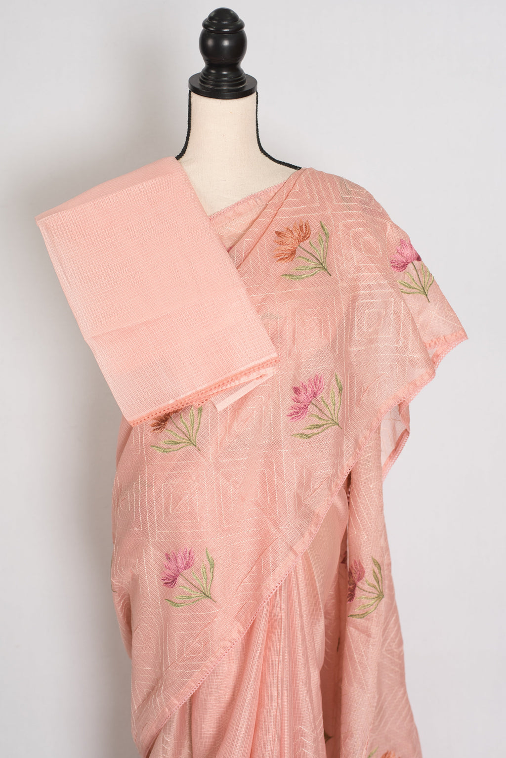 Mala | Peach Kota Silk Saree | Ultra-Lightweight, Breathable & Budget-Friendly