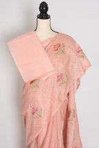 Mala | Peach Kota Silk Saree | Ultra-Lightweight, Breathable & Budget-Friendly
