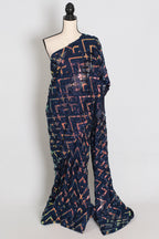 Elli | Navy Blue Soft Net Designer Sequin Saree | Glamorous Cocktail Partywear