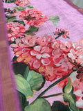 Lila | Lavender & Pink Floral Printed Semi Tussar Saree