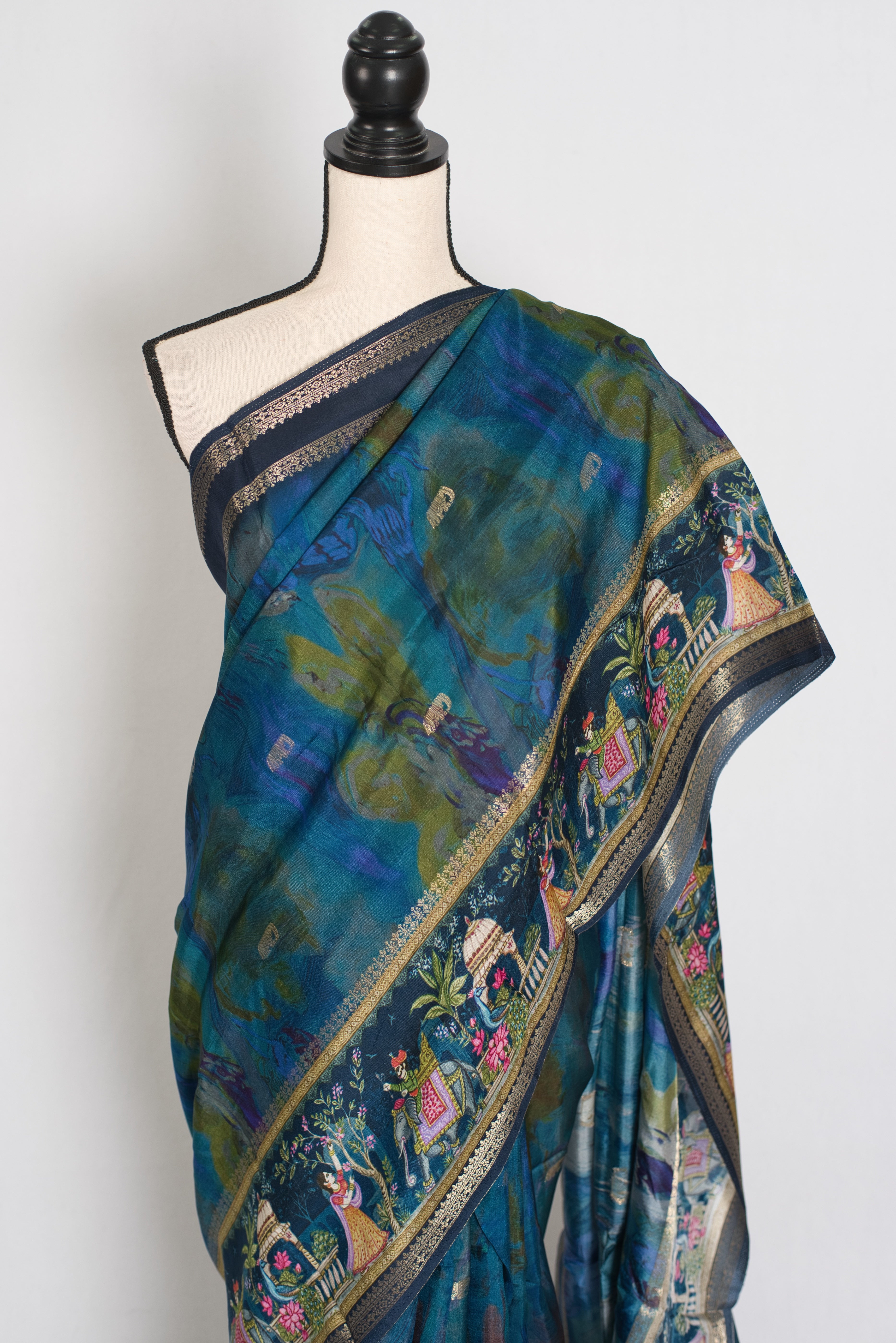 Mumtaz | Blue Dola Silk Banarasi Saree | Contemporary Luxury