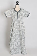Printed Gray Pure Cotton Nightwear in Regular Size
