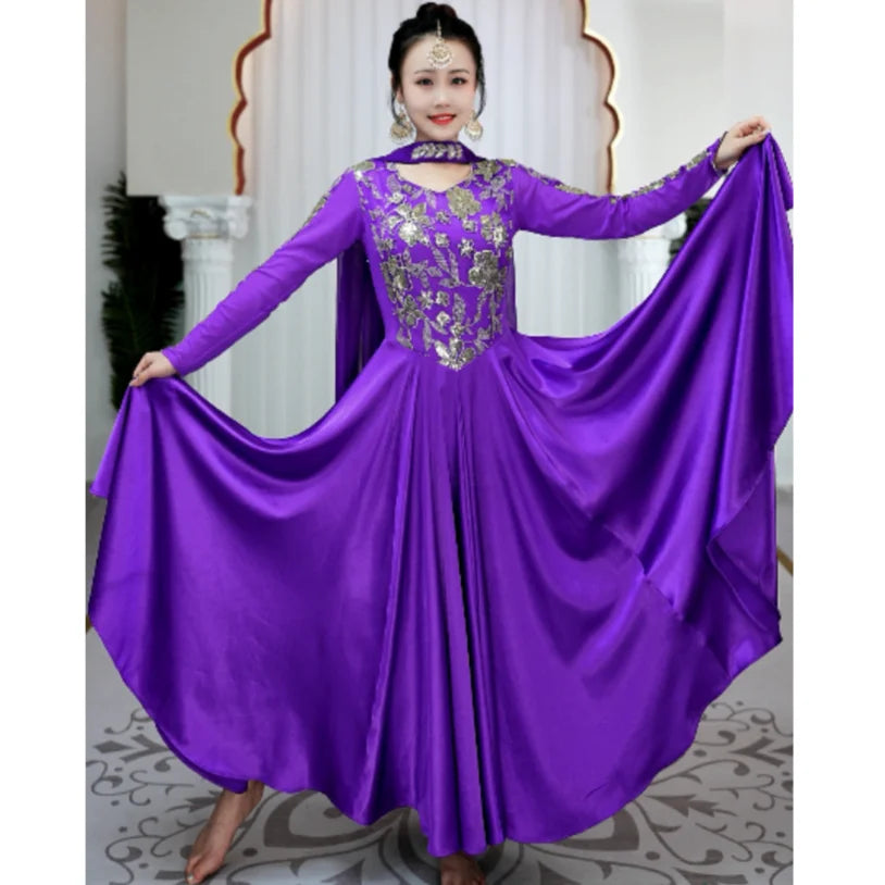 2025 Indian Traditional Bollywood Dance Stage Performance Costume Women Embroidery Anna Saree Dress Festival Clothes DQL10432