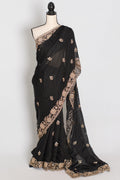Aanya | Black Tissue Saree | Pre-Stitched Size 34 Blouse (Adjustable to 36/38)