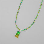 Gradient-colored Little Bear Seed Bead Necklace