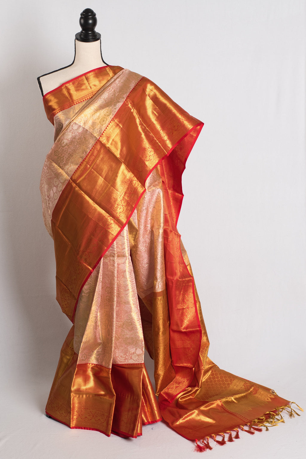 Blush Petal : Handwoven Brocade Bridal Kanjivaram Silk Saree