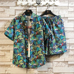 Men'ssummer Tropicalprinted Short Sleeved Shirt and Shorts Setcasual and Fashionablesuitable for Beach Vacationsand Dailyoutings