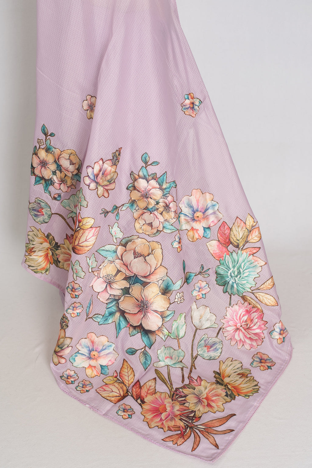 Mouli | Lavender Semi Silk Kota Saree with Designer Floral Applique Work