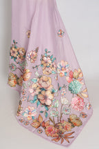 Mouli | Lavender Semi Silk Kota Saree with Designer Floral Applique Work