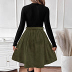 Retro Flare A-Line Elegant Casual Long-Sleeve Dress
