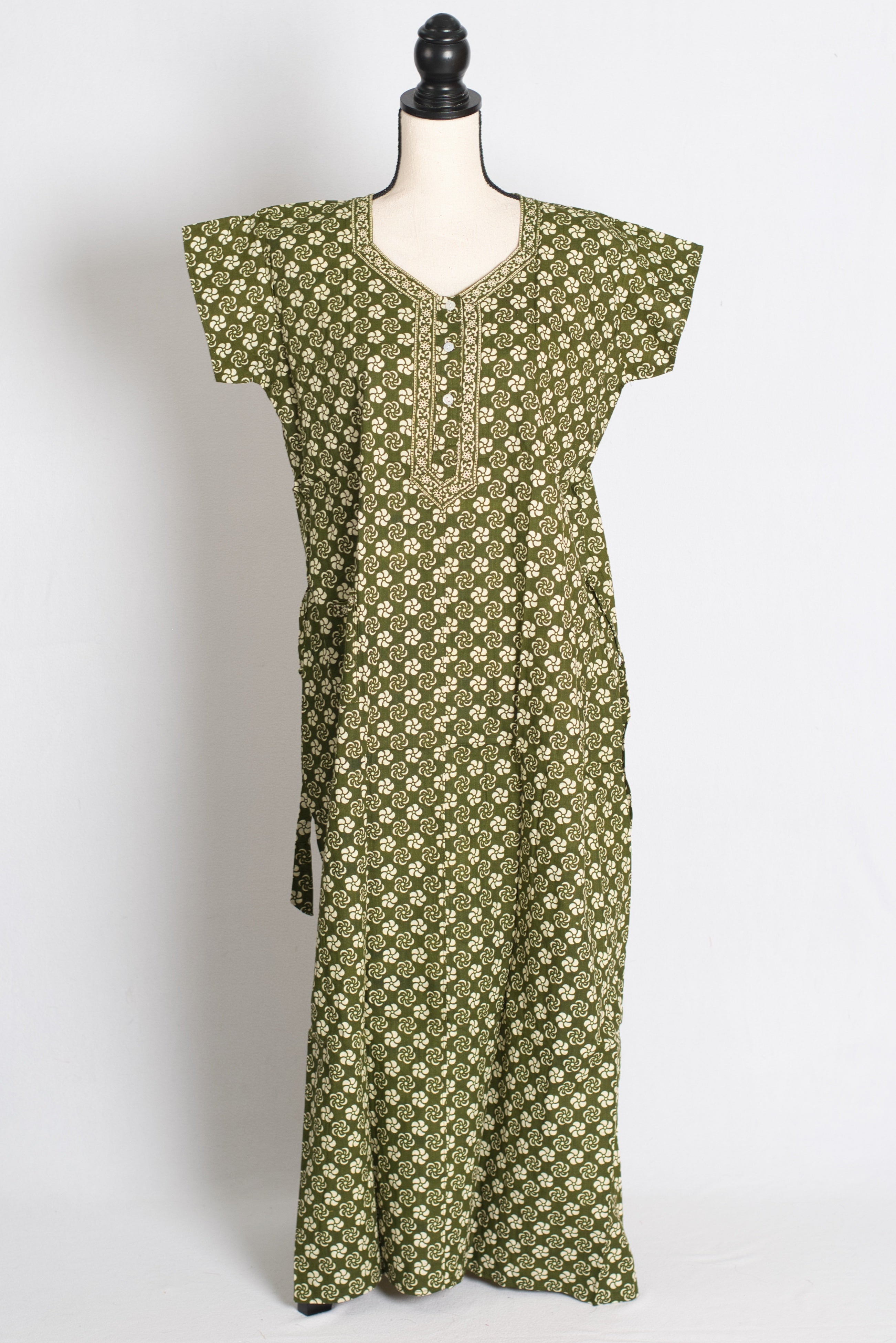 Printed Green Pure Cotton Nightwear in Regular Size — Style C (Sep)