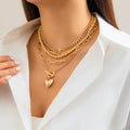 Ladies' Versatile Geometric OT Buckle Short Heart-shaped Necklace
