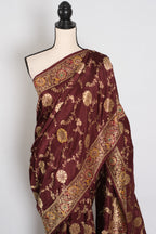 Shruti : Coffee Brown Dola Silk Banarasi Saree with 38 Size Blouse