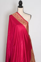 Rosy | Rose Pink Semi Mashru Banarasi Saree | Pre-Stitched Size 40 Blouse