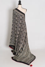 Ishq : Trending Black and Gray Semi Modal Silk Ajrakh Saree
