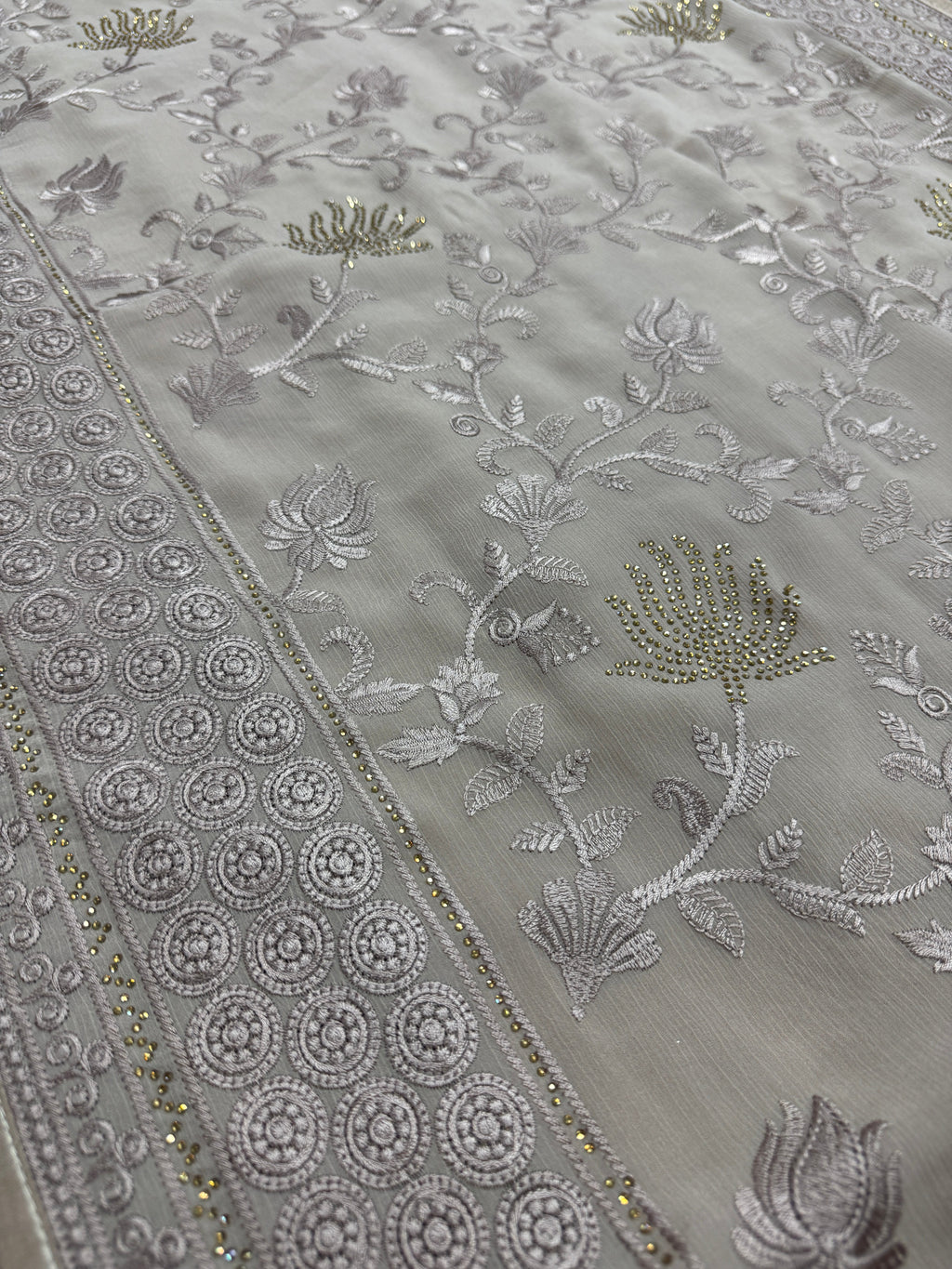 Ruma | Pastel Brown Georgette Partywear Saree | Trending Bollywood Design