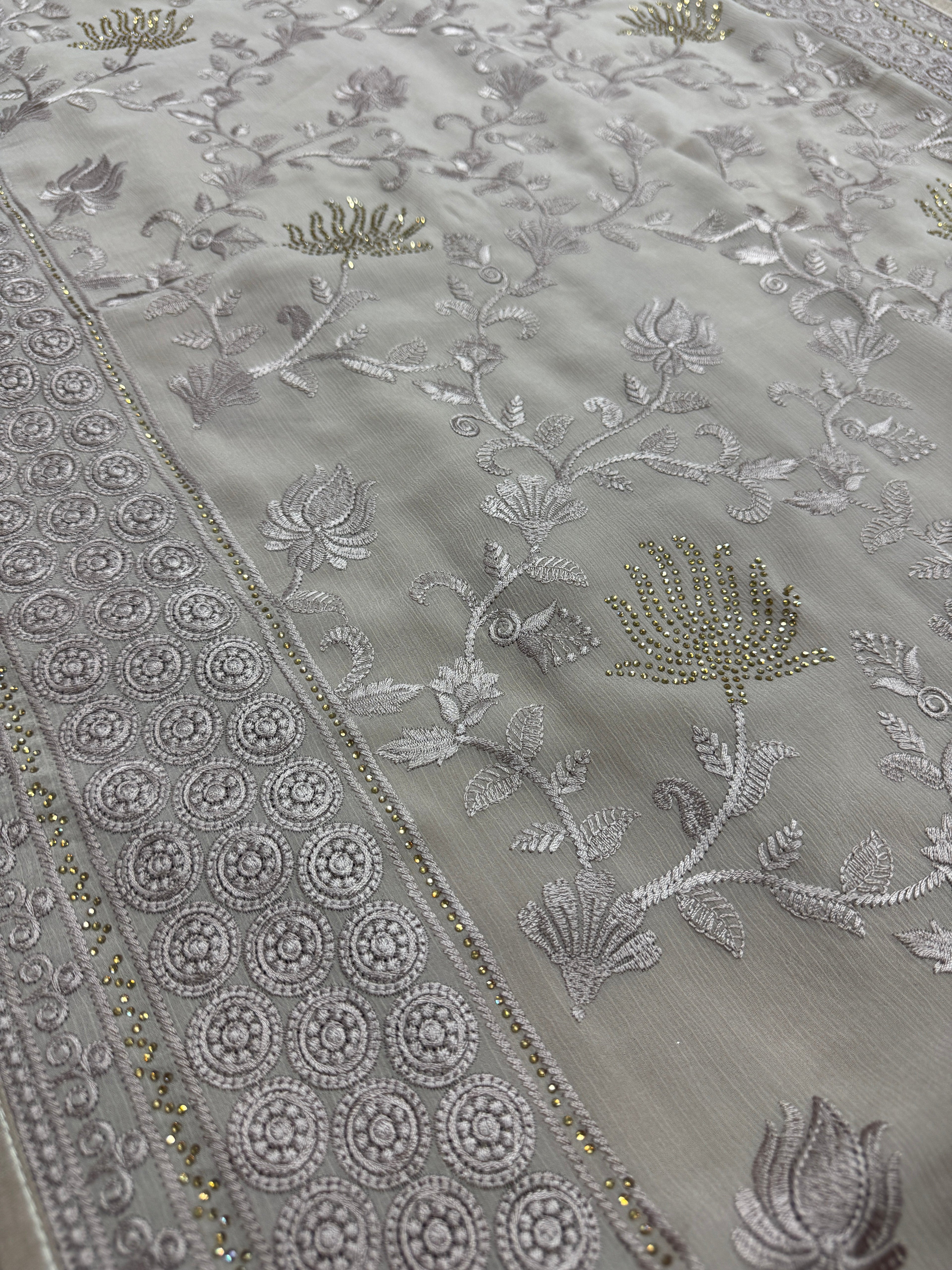 Ruma | Pastel Brown Georgette Partywear Saree | Trending Bollywood Design