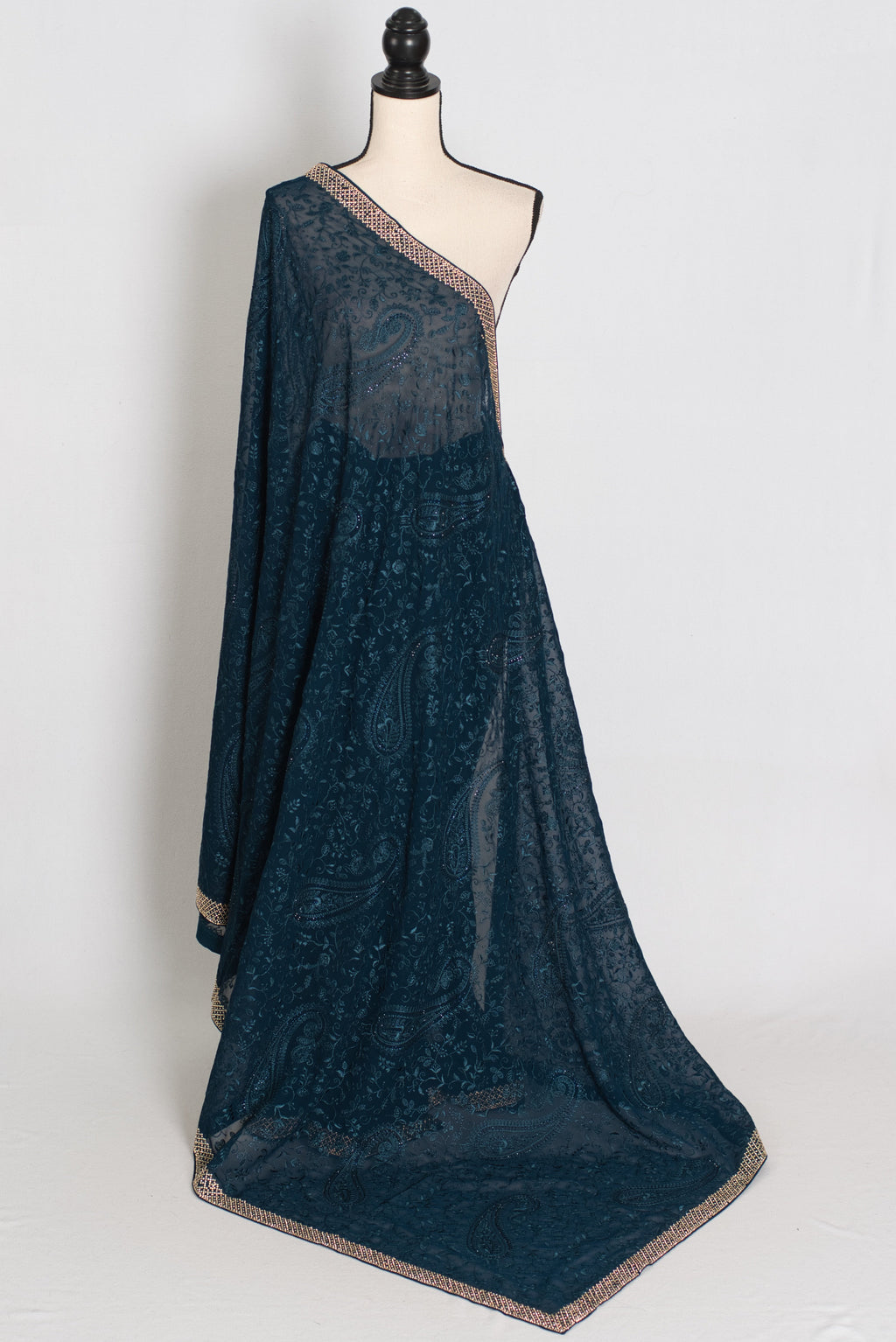 Sia | Cobalt Blue Georgette Kashmiri Embroidery Saree| Designer Cocktail Glamour