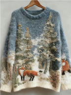 Womens Niche, Casual, Laid-back Oversized Animal-inspired Faux Fur Sweater