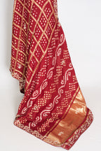 Roshni | Maroon Gharchola Gajji Silk Saree | Zardosi Gota Patti Hand Embroidery