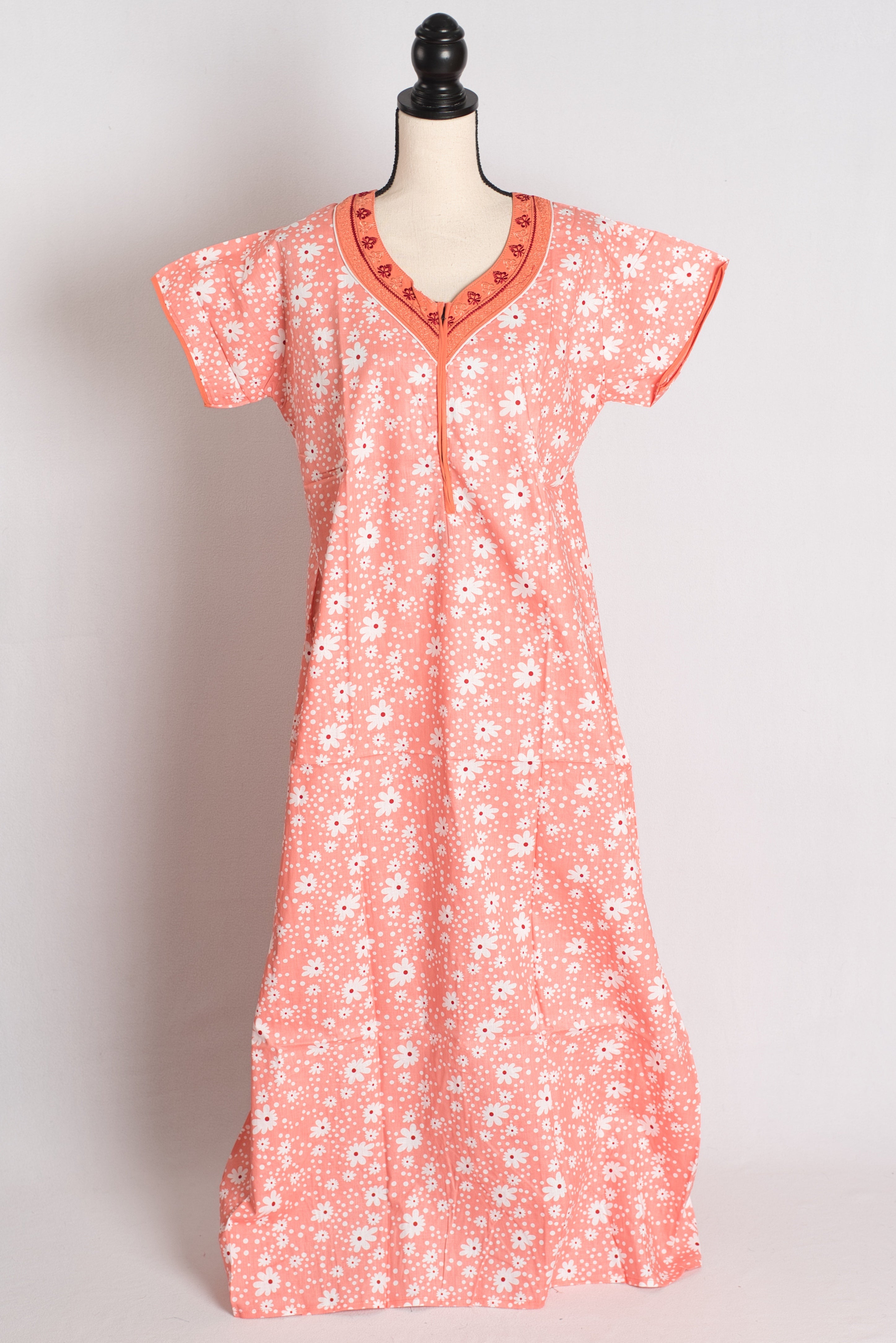 Printed Orange Pure Cotton Nightwear in Regular Size — Style A (Aug)