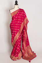 Purvi : Dark Pink and Gold Dola Silk Banarasi Saree - Hand Embroidery