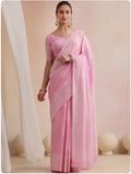 Indonesia and Nepal Chiffon Light Pink Cotton-Linen Ethnic Festival Traditional Print