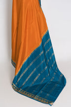 Nandini Orange and Turquoise Pure Mysore Silk Crepe Saree with 36 Size Blouse
