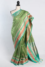 Silk Mark Certified Katan Banarasi Saree with 42 Size Stitched Blouse