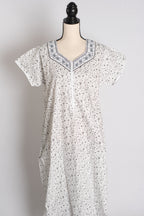 White and Gray Printed Pure Cotton Nightwear in Regular Size