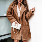 Women's Clothes Hot-selling Fur Long Sleeve Lapel Plush Top Coat