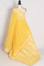 Gita – Bright Yellow and White Blended Cotton Jamdani Saree