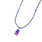 Gradient-colored Little Bear Seed Bead Necklace