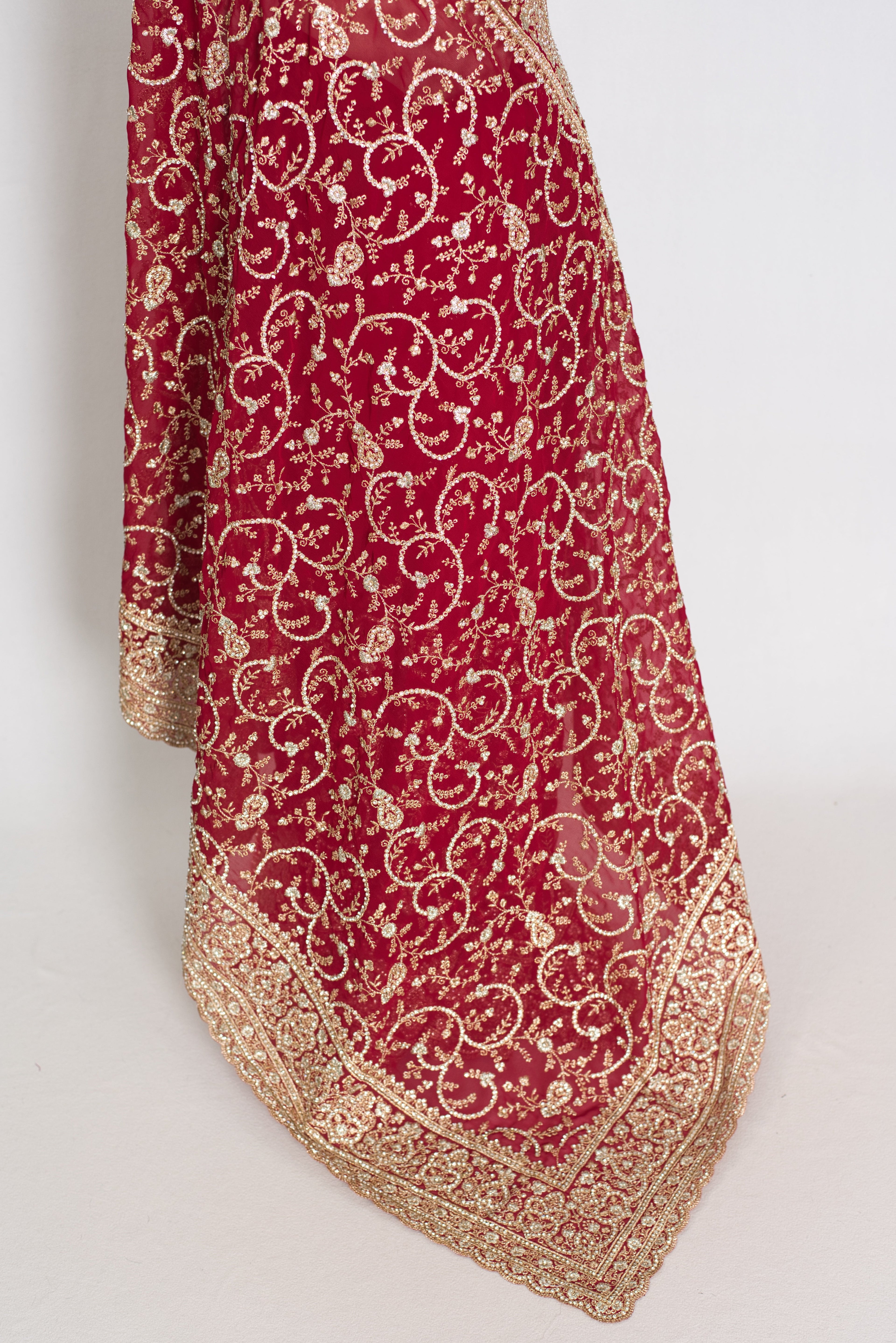 Vibah | Maroon Georgette Heavy Bridal Saree| Festive & Karwa Chauth Edition