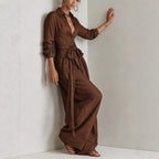 Solid-color High-waisted Short-sleeve Pants Fashion Casual Set