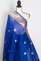 Kalpana : Royal Blue and Gold Chand Sitara Kora Organza Banarasi Saree