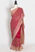 Heema | Dark Red Georgette Bridal Saree | Royal Festive & Wedding Wear