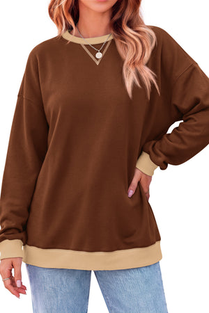 Color Block Sweatshirts for Women Crewneck Long Sleeve Oversized Pullover Tops Casual Fall Outfits