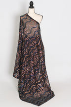 Emi | Black Sequin Cocktail Saree | Partywear with Pre-Stitched Size 38 Blouse