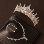 Crown Headdress Necklace Earrings Champagne Gold Vintage