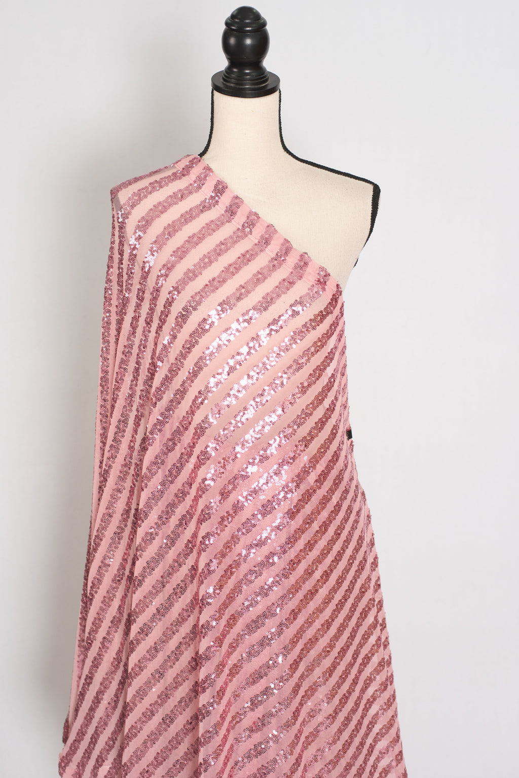 Afrin | Pink Soft Net Sequin Saree | Linear Shimmer Stripe Patterns