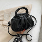Versatile Womens Retro Cloud-Print Pleated Shoulder Crossbody Bag